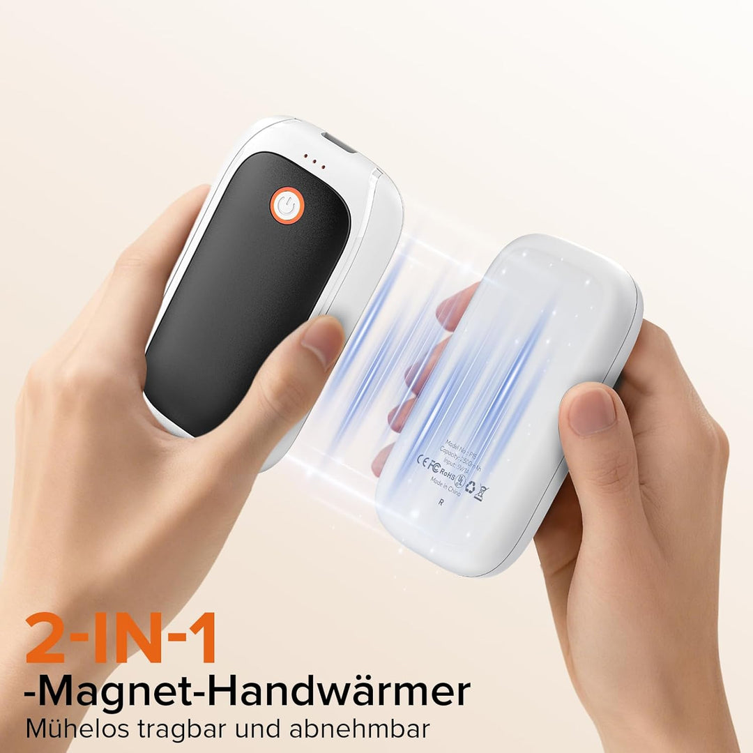 2er-Pack Wiederaufladbare Handwärmer, Magnetische Elektrische Handwärmer Taschen, 12 Stunden Maximal
