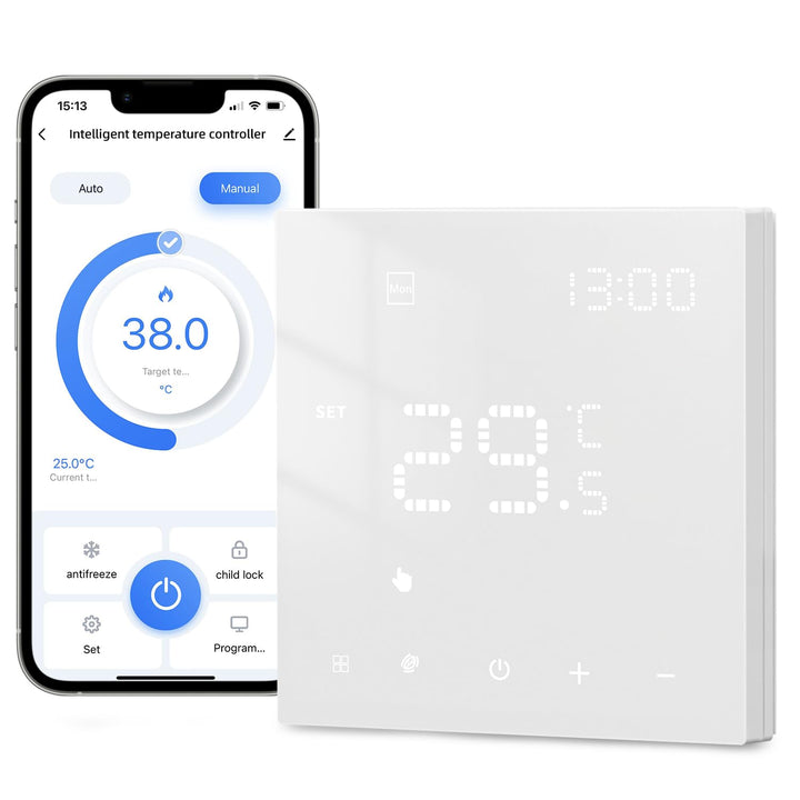 Smart WiFi Thermostat Für Wasser Fussbodenheizung und Gasboiler, Programmierbar Raumthermostat Unter