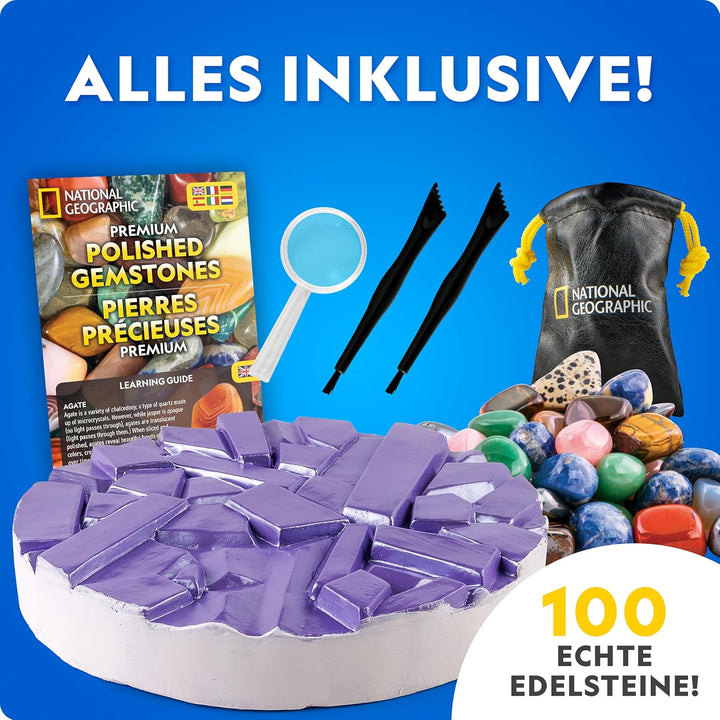 NATIONAL Geographic Riesiges Edelstein-Ausgrabungsset – 100 echte Edelsteine aus einem XXL-Ausgrabun