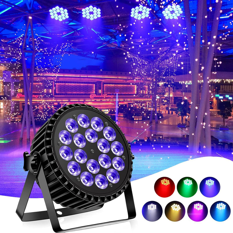 DELIBANG 200W 18 LED Par Bühnenlicht Aluminiumschale, RGBW Discolicht Partylicht mit Auto/Strobe/ DM