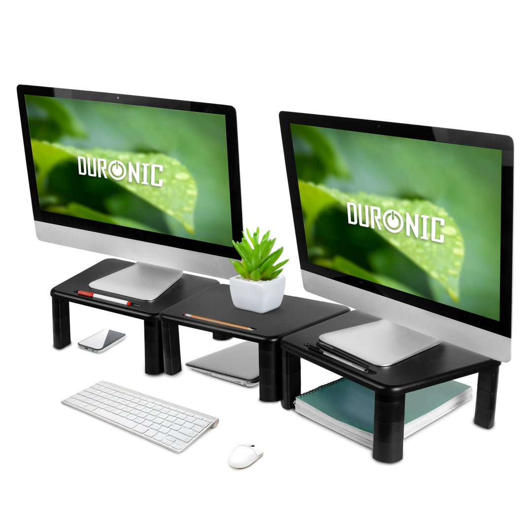 Duronic DM056 Monitorständer 3-Fach 116×36 cm – ergonomischer Bildschirmständer 14,5 cm Höhe, Schrei