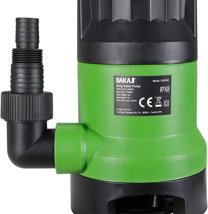 Bakaji Tauchpumpe Elektropumpe Sommerpumpe Wasser dunkel Schmutz Leistung 400 W Förderleistung 7000