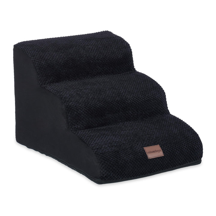 Relaxdays Hundetreppe 3 Stufen, für Hunde & Katzen, HBT: 33 x 41 x 54 cm, weiche Haustiertreppe, Bet
