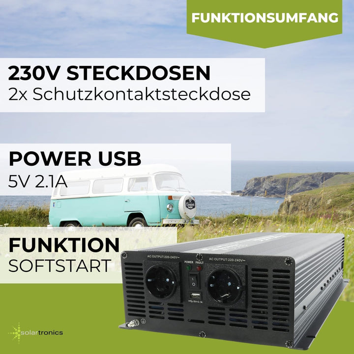 SOLARTRONICS Spannungswandler NM5000 12V 5000 Watt SCHWARZ - 10000 Watt Spitzenleistung - Wechselric
