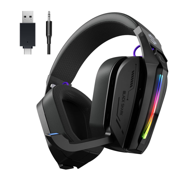 Black Shark Wireless Gaming Headset, Bluetooth 6.0 Gaming Kopfhörer Kabellos mit USB- und Typ-C-Ansc