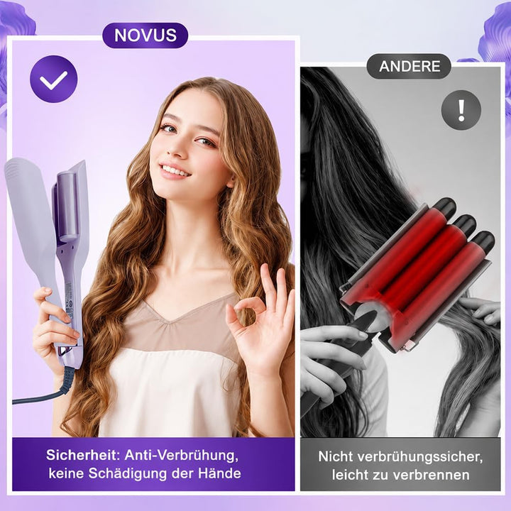32mm Welleneisen für Haare, Französischer Lockenstab mit 4 Temperaturen, Ionen Keramik Hair Curler f