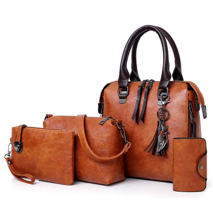 Segater® Damen Mode-Handtasche+Schultertaschen+ Geldbörse+Kartengeldbeutel Frau PU Leder Umhängetasc