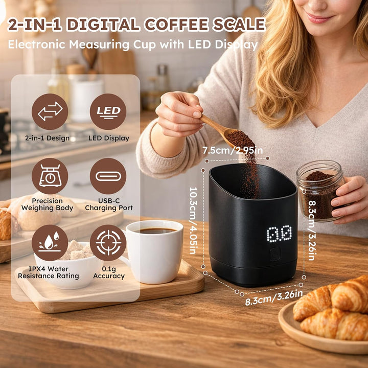 Digitale Kaffeewage mit LED-Display, Digital Kaffeewaage för Espresso & Pour-Over, Digitale Dosierme