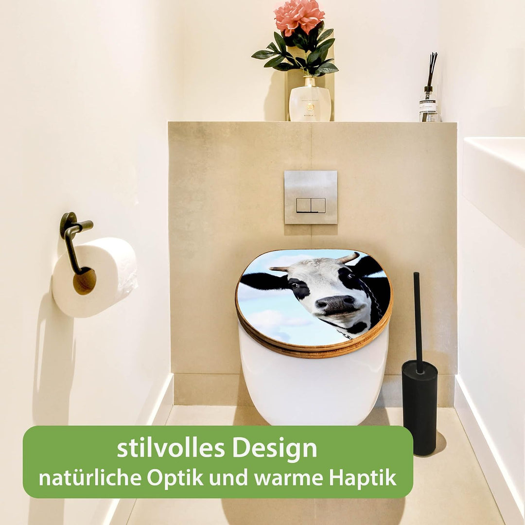 banjado Design WC Sitz Bambus Absenkautomatik 45,8x37,5cm - Toilettendeckel mit Absenkautomatik Holz