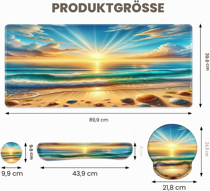 Gaming-Mauspad, grosse Tischmatte, niedlicher Tischpad-Schutz, 4in1 XXL-Mauspad + Tastatur-Handgelen