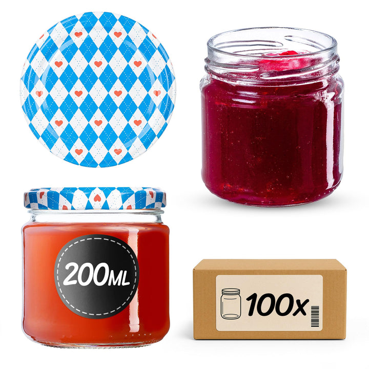 KADAX 100er Set Einmachgläser 200ml TO66, Marmeladengläser Vorratsgläser Mason Jar mit Schraubdeckel