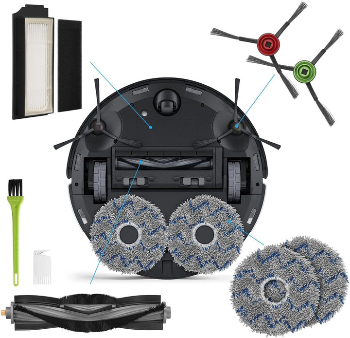 DrRobor Zubehör Kit für ECOVACS DEEBOT X1 Omni, Ersatzteile Staubbeutel, Hauptbürste, Feinstaubfilte