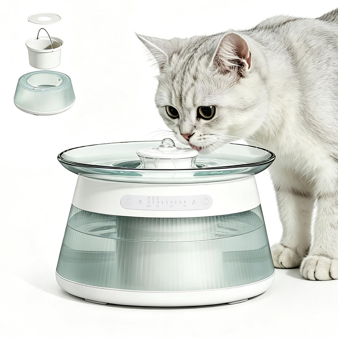 2.5L Trinkbrunnen für Katze Kabellos,Ohne Filter,Katzenbrunnen Kabellos mit Bewegungsmelder,Abwasser