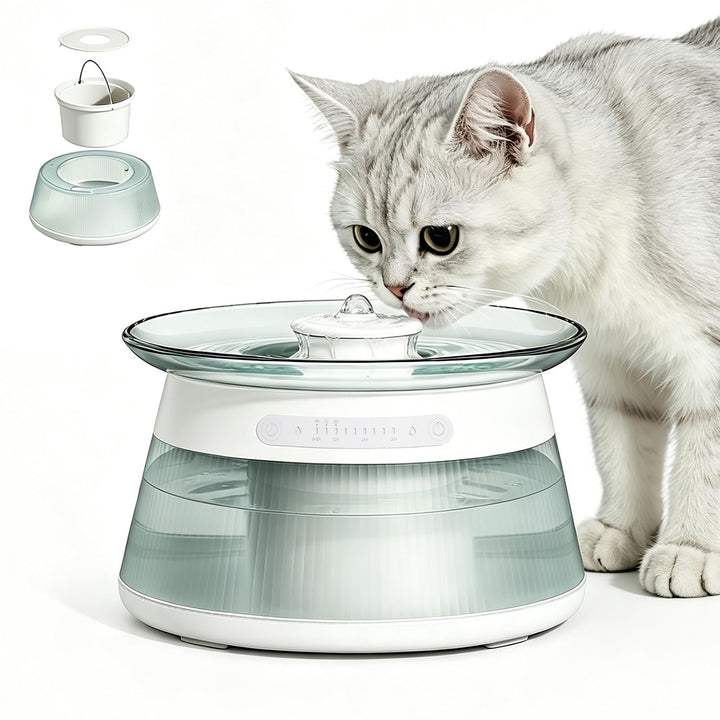 2.5L Trinkbrunnen für Katze Kabellos,Ohne Filter,Katzenbrunnen Kabellos mit Bewegungsmelder,Abwasser