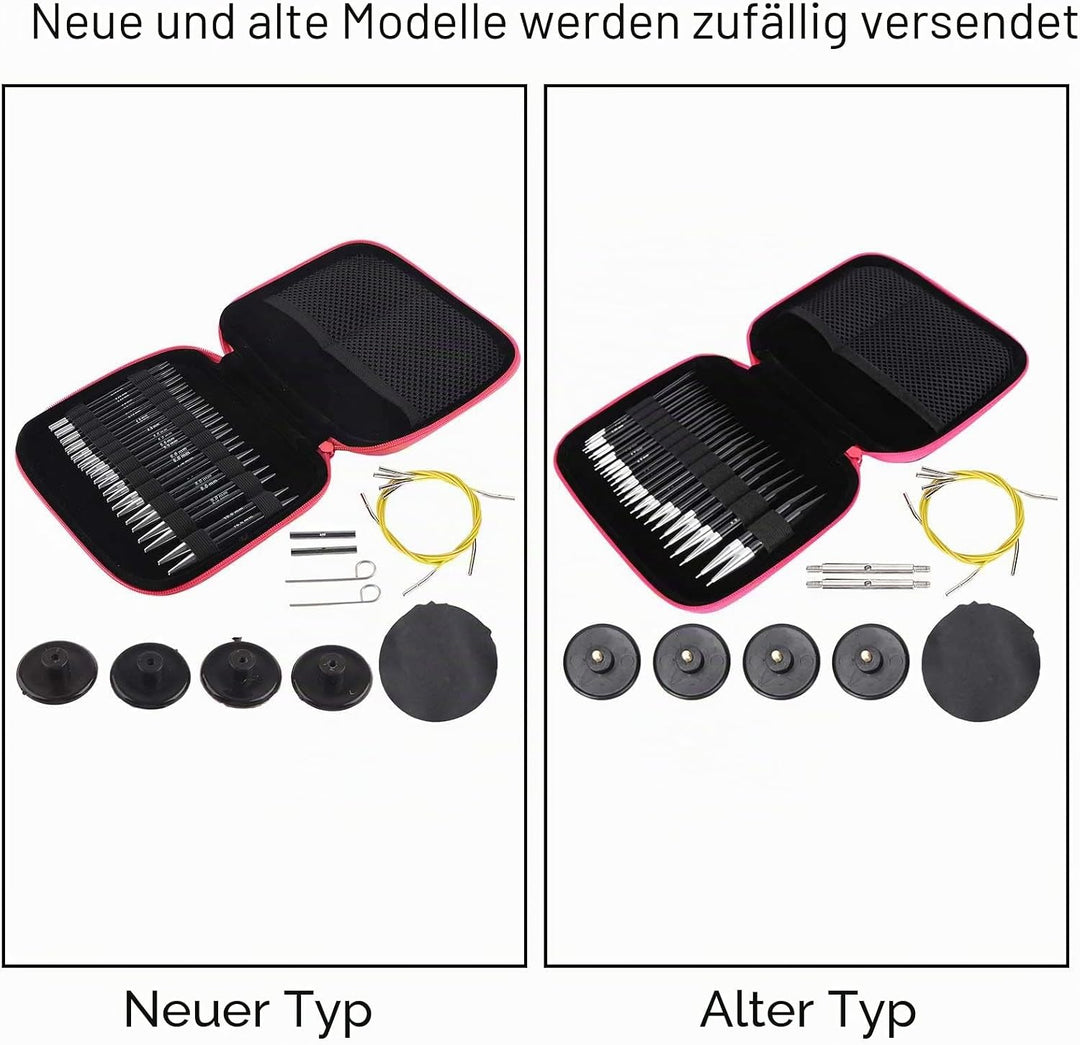 Stricknadel-Set Doppelspitze Stricknadeln Austauschbare Rundstricknadeln mit Etui für Socken