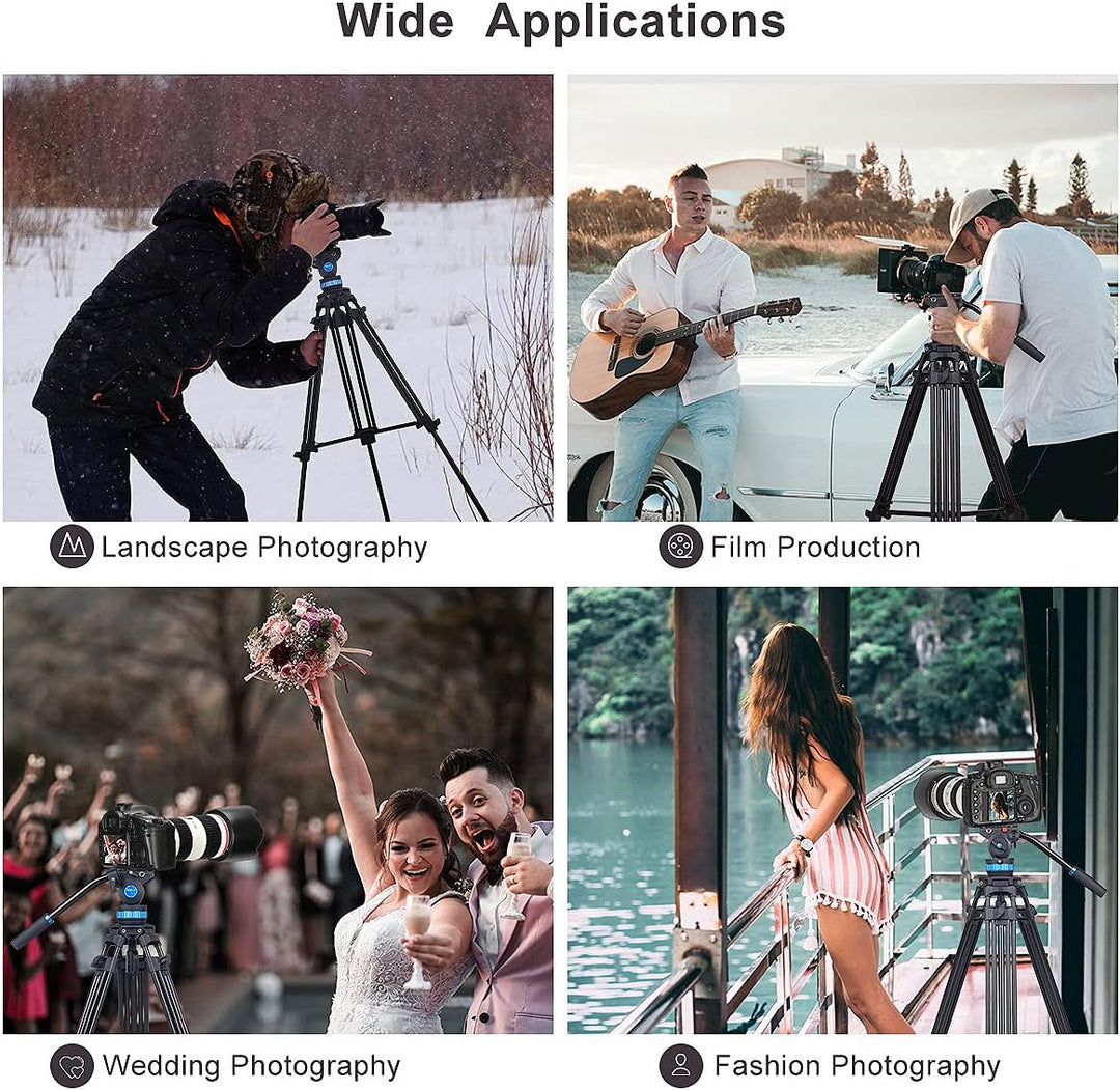 SIRUI Video Tripod Stativ SH15,Aluminium Travel Videostativ mit 360°Fluidkopf,155cm, Max Load 10KG N