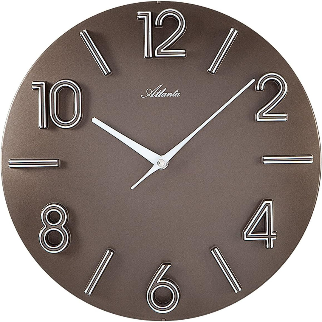 Atlanta Wanduhr Quarz Braun Rund Modern Analog - 4397-3
