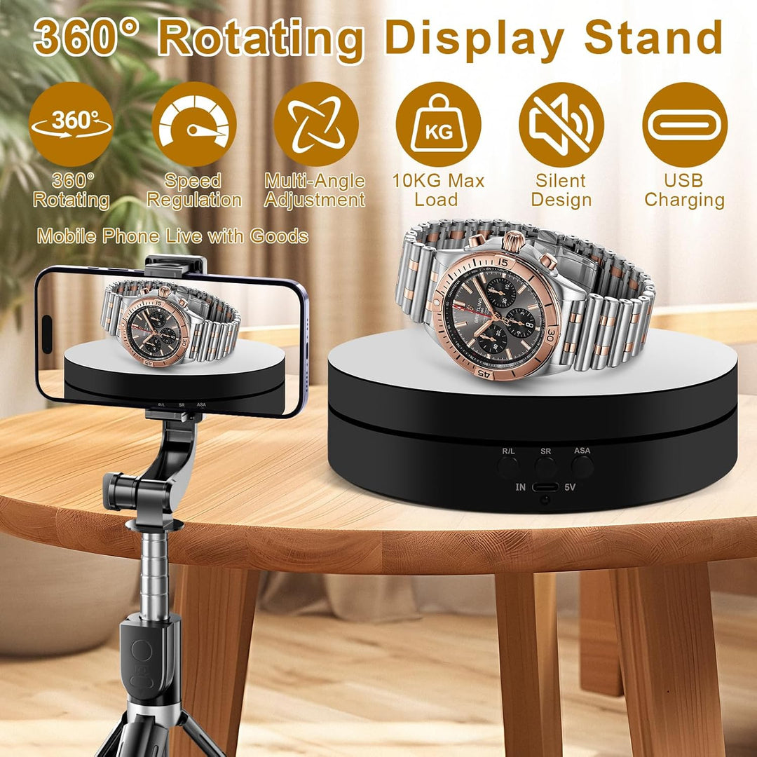 Elektrischer Drehteller 360°, 2in1 Motorisierter Drehständer Display-Tisch zur Präsentation von Schm