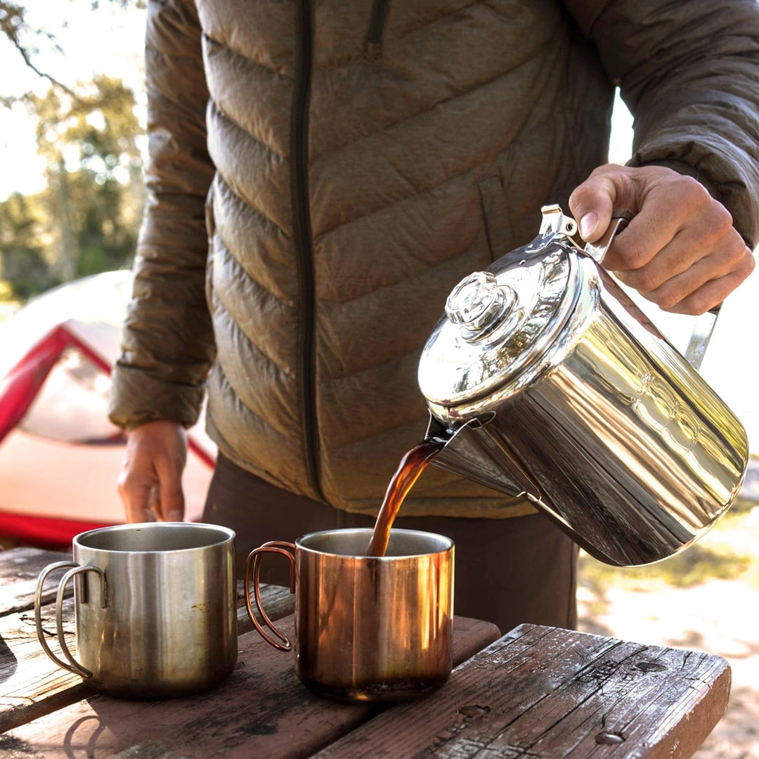 Coghlans Unisex – Erwachsene Coffee Pot Edelstahlkanne 9 Tassen Silber, 9 Tassen Silber