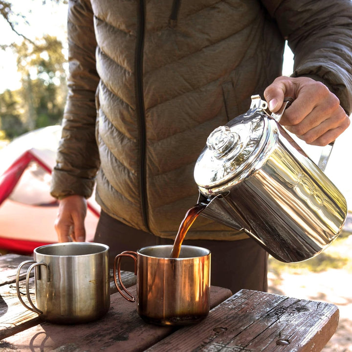 Coghlans Unisex – Erwachsene Coffee Pot Edelstahlkanne 9 Tassen Silber, 9 Tassen Silber