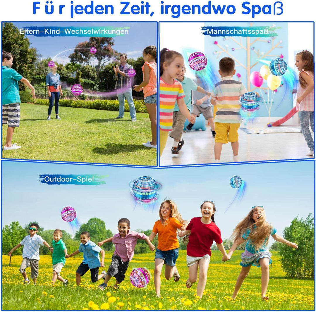 Zookao Fliegender Ball, Mini Drohne Für Kinder Flying Boomerang Ball mit LED Licht Spielzeug Geschen