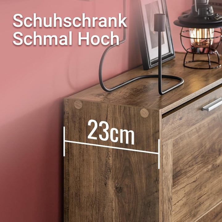 SoBuy Schuhschrank schmal Schuhkipper mit 3 Klappen – Platzsparendes Schuhregal geschlossen mit höhe