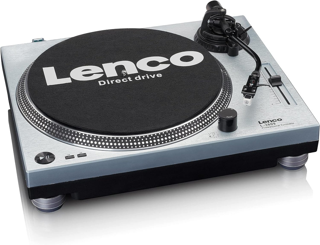 Lenco L-3809 Plattenspieler - DJ Plattenspieler mit Direktantrieb - USB - Vorverstärker - 33 und 45