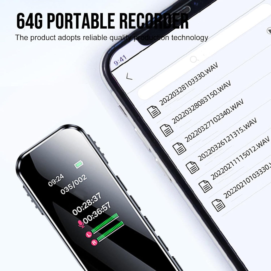 Diktiergerät Mini 64GB, Aufnahmegerät, Digitales Diktiergerät Mit Rauschunterdrückung,Diktiergerät D