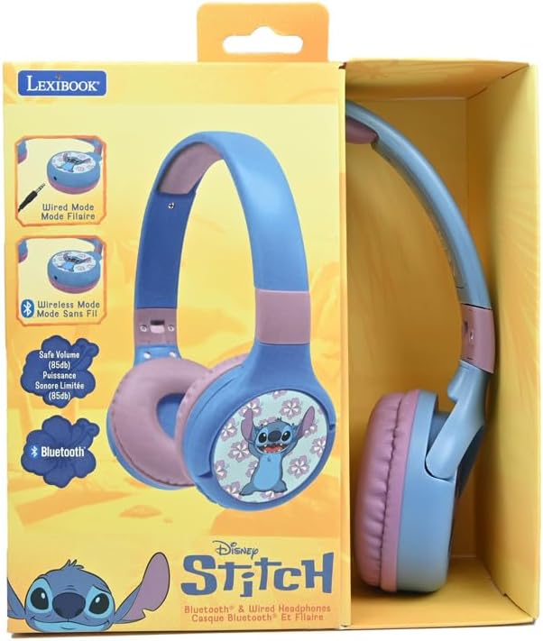 Lexibook - Disney Stitch - 2-in-1 Bluetooth- und kabelgebundene Kopfhörer mit Mikrofon und Steuerung
