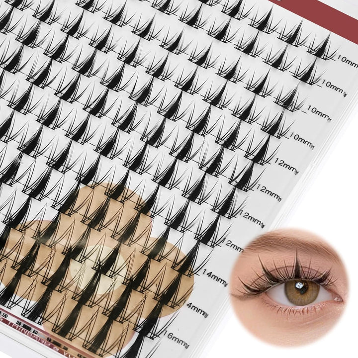 TwoWin Volumen Wimpernsträhnen Set, 120 Stück Selbstklebende Wimpern, D Curl 10-16mm Individuelles W