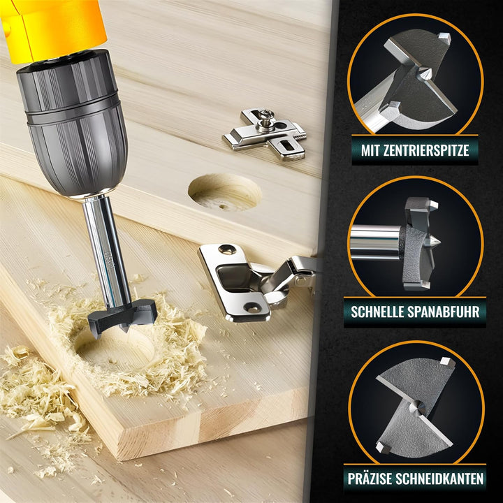 Hinrichs Forstnerbohrer Set 17 teilig im Koffer - Forsterbohrerset 15 bis 40 mm - Holzbohrer - Forst
