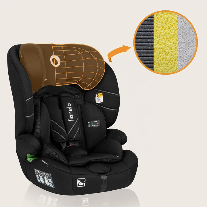LIONELO LEVI ONE I-SIZE 76-150 cm Kinderautositz, Gruppe 1 2 3, Seitenschutz, 10 Grad Kopfstützenver