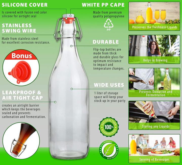 AYL Flip-Top-Glasflasche, Bügel-Brauflasche mit Stopfen für Getränke, Öl, Essig, Kombucha, Bier, Was