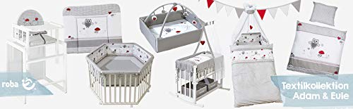 roba Babybettwäsche 80 x 80 cm - Adam & Eule - Bettwäsche Set 2 teilig für Babys - Decken & Kissenbe