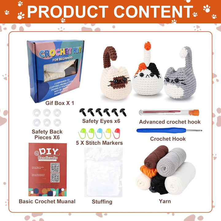 BOYIFEIJIE Häkeln für Anfänger Set – Häkelset Tiere, Amigurumi Anleitung mit Schritt-für-Schritt-Vid