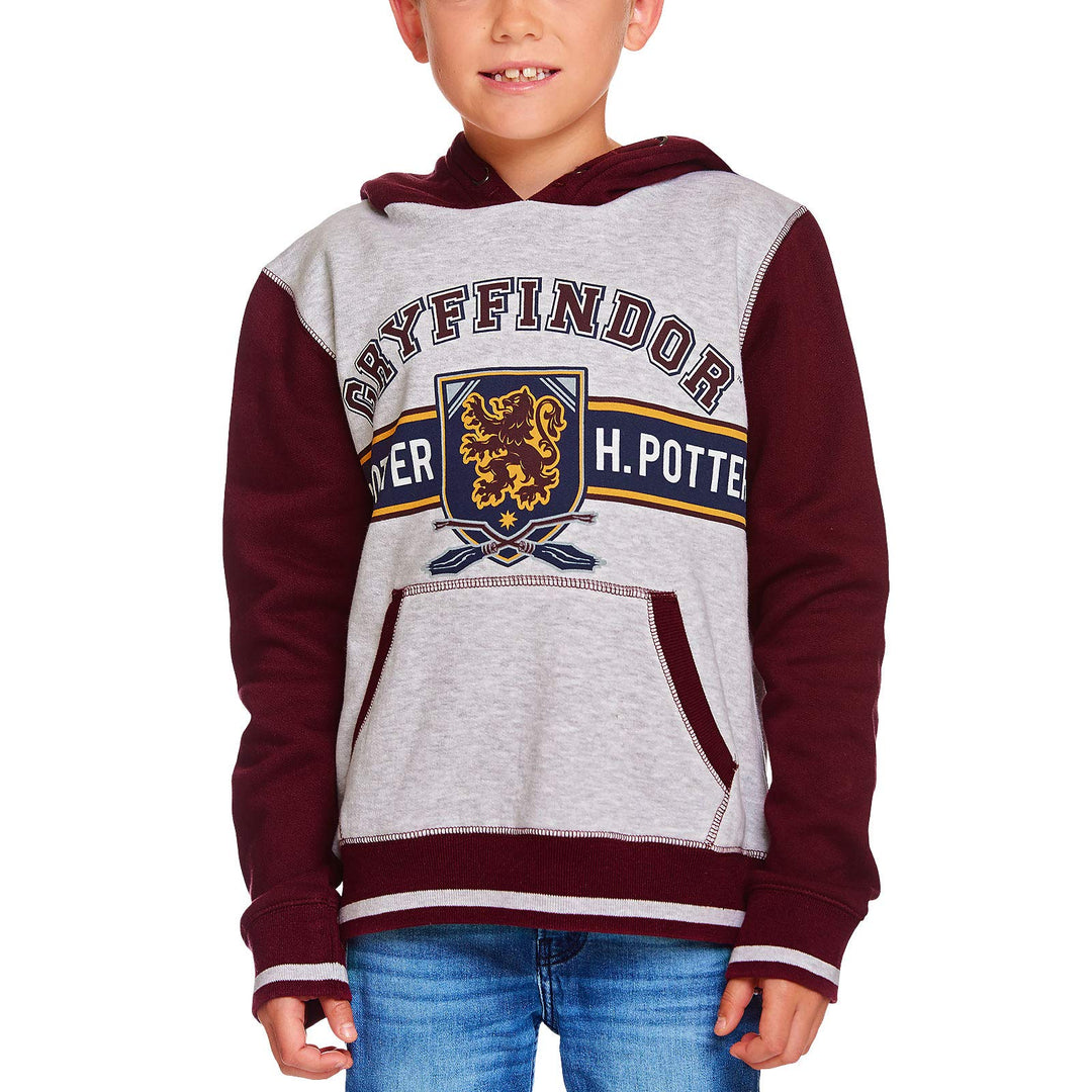 Harry Potter Kinder Hoodie Gryffindor Wappen mit Kapuze grau rot - 10 Jahre