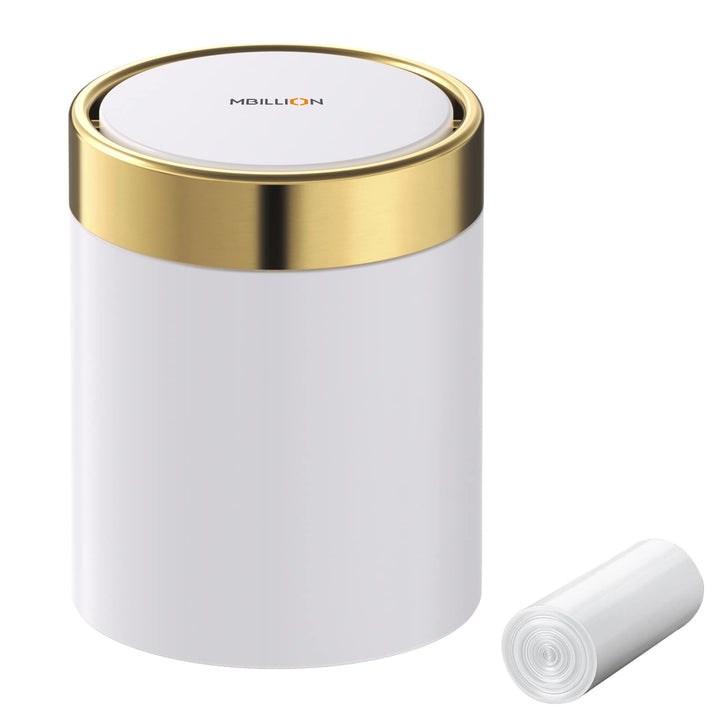 Mbillion Mini-Mülleimer mit Deckel, niedlicher Tisch-Mülleimer aus Metall, Edelstahl, 1,5 l, Abfalle