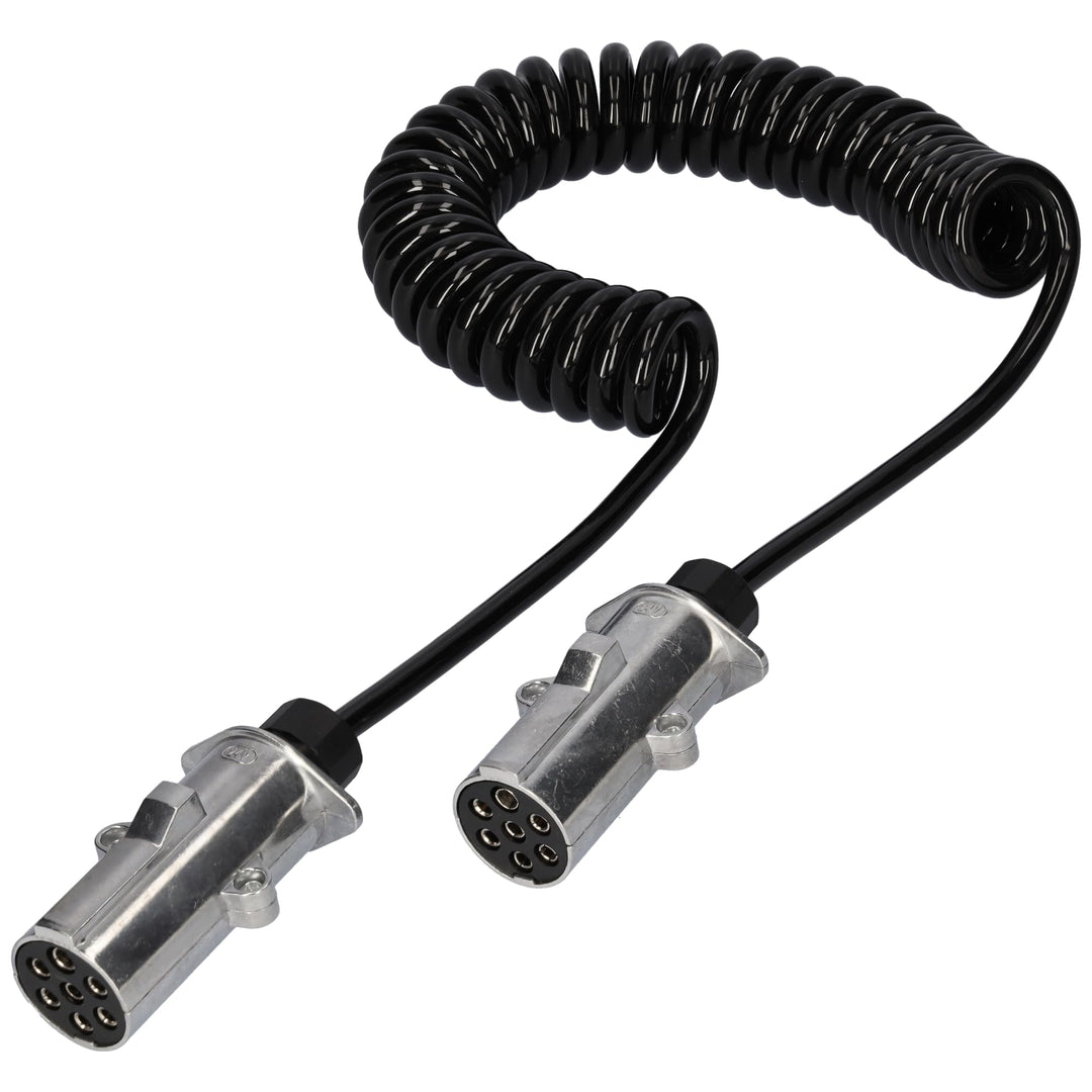 SAMETRUCK Elektrowendel 7 Polig 24V Spiralkabel 3,8m Typ N Kabel Anhänger Auflieger LKW