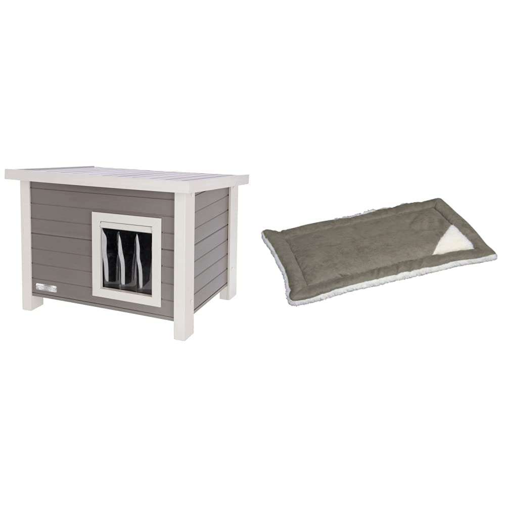 Kerbl ECO-Katzenhaus Eli (Katzenhaus, Haus für Katzen, 57x45x43 cm) 81636 & 82423 Liegekissen, 48 x