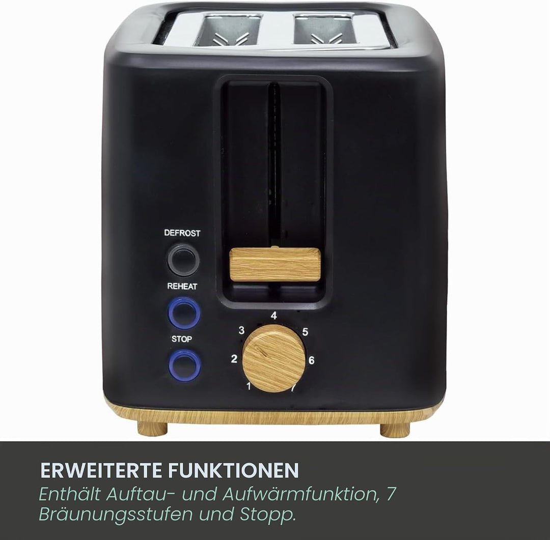 JOCCA - Toaster 2 Scheiben| 7 Toaststufen| Auftau-, Aufwärm- und Abbruchfunktion| Krümelsammler| Bre