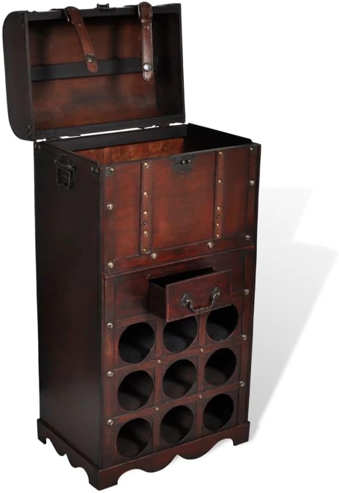 vidaXL Holz Flaschenregal 9 Flaschen Truhe Weinregal Weinständer Weinschrank