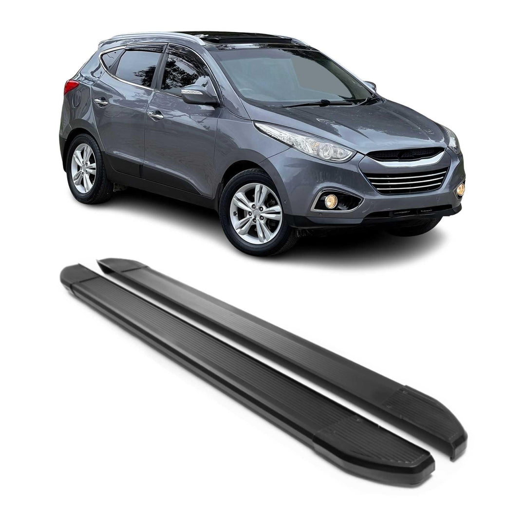 OMAC Alu Seitenschweller Trittbretter kompatibel mit Hyundai ix35 2010-2015 Schwarz 2tlg OMBERG / Sc