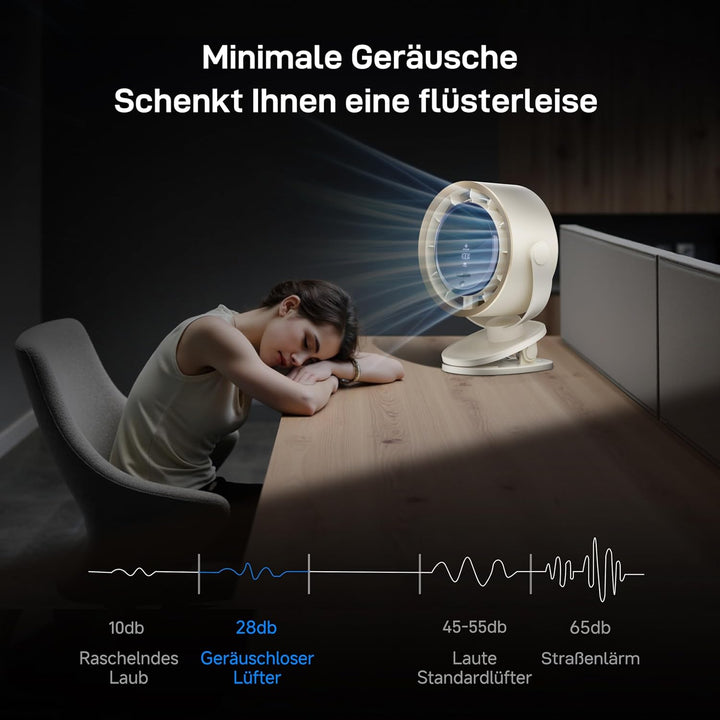 Quiet Clip Ventilator mit 100 Geschwindigkeitsstufen Drehschalter, Leiser Digitaldisplay Tragbarer V