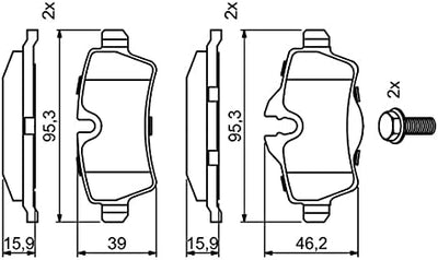 Bosch BP1305 Bremsbeläge - Hinterachse - ECE-R90 Zertifizierung - vier Bremsbeläge pro Set