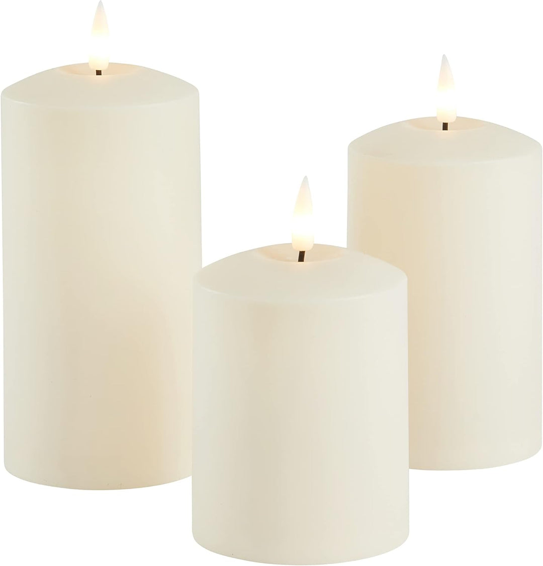 Lights4fun 6er Set TruGlow® Kerzen für Aussen mit warmweisser LED Flamme und Timer Garten Deko Balko