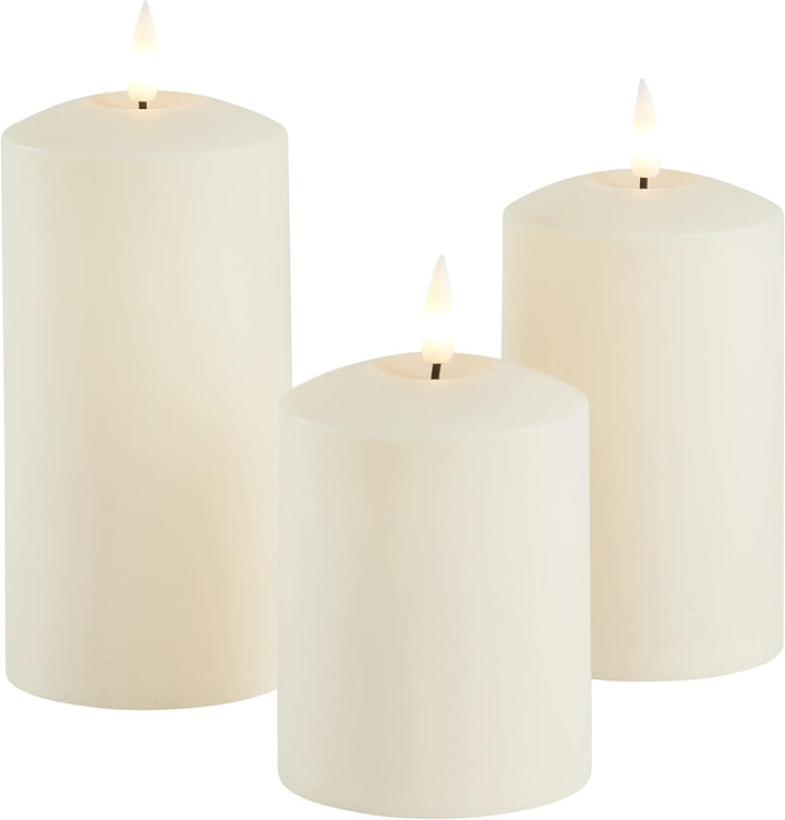 Lights4fun 6er Set TruGlow® Kerzen für Aussen mit warmweisser LED Flamme und Timer Garten Deko Balko