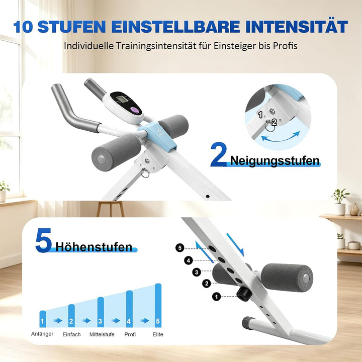 Bauchtrainer Bauchmuskeltrainer für Zuhause, Multifunktionale Verstellbarer Trainingsgerät für Ganzk