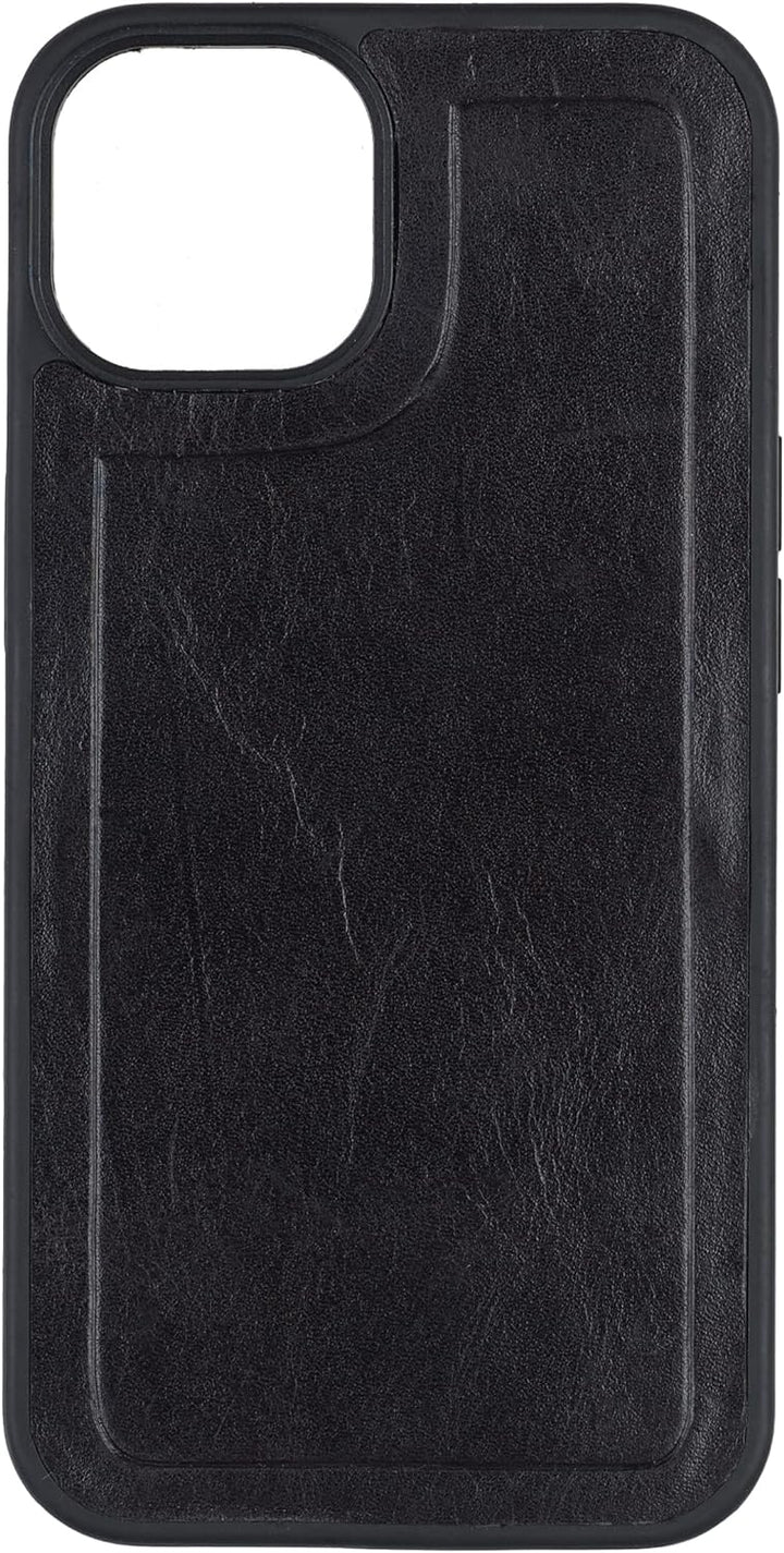 HANS/SON Echtlederhülle iPhone 13 Inkl. Magnetischem Kreditkartenwallet (Schwarz), Schwarz