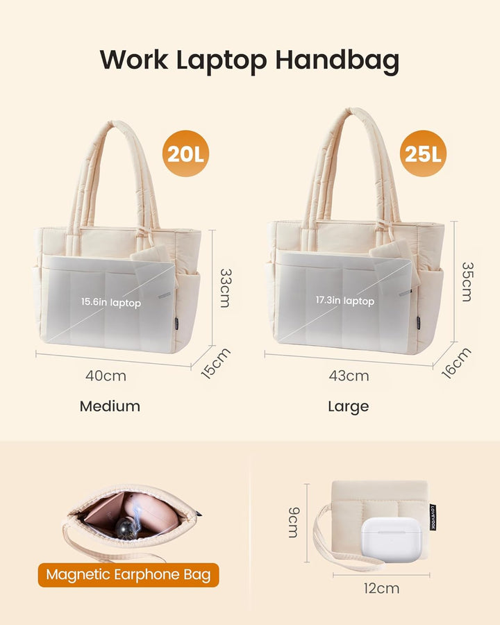 LOVEVOOK Handtasche Damen Shopper Tasche Gross, Leicht Arbeitstasche Puffer Tote Bag mit Reissversch