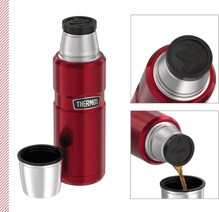 Thermos 4003.248.047 Thermosflasche Stainless King, Edelstahl Cranberry 0,47 l, Drehverschluss, 12 S